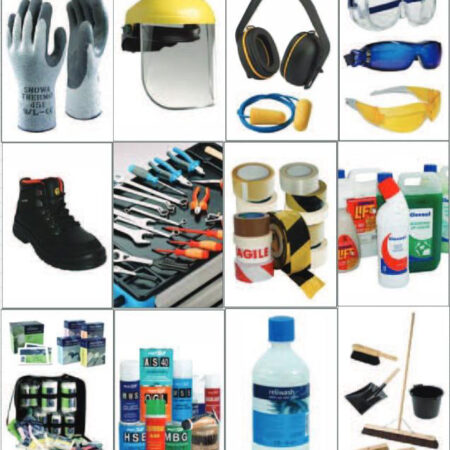 Sarung tangan, majun, masker, Alat keselamatan kerja, welding & cuting equitment, barang pendukung produksi, office supply, etc